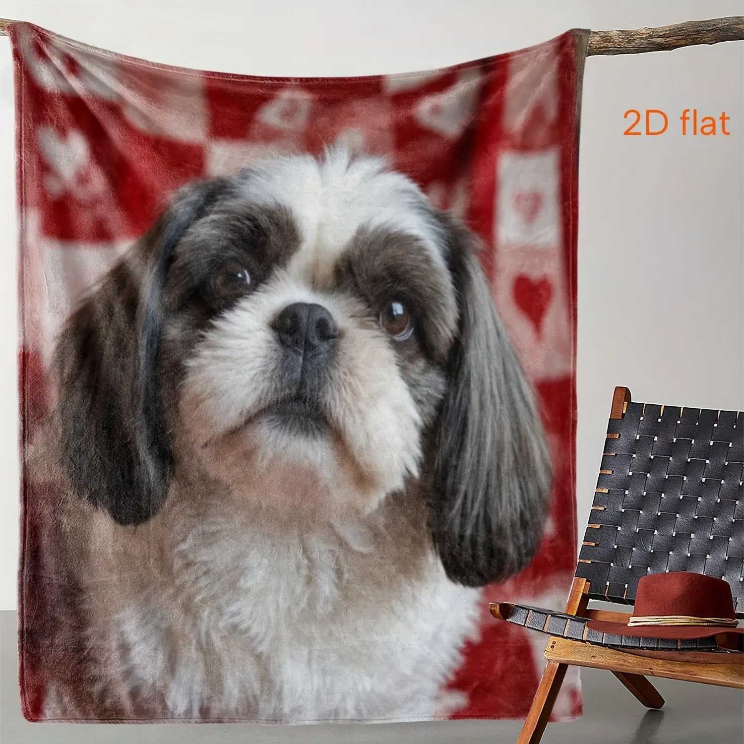 1. Vivid Pet Shih Tzu Dog Art Print Flannel Blanket Comfortable Soft Plush Throw Blanket Couch Bed Sofa Home Decor Festival Gift