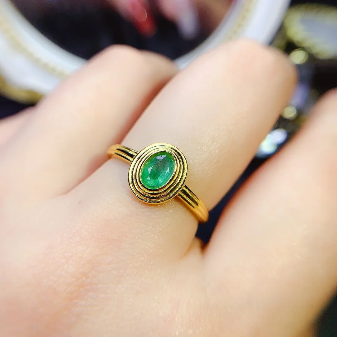 Natural emerald ring 925 silver cute design simple and generous ring boutique jewelry sterling silver ring 3*3mm 5pcs luxury