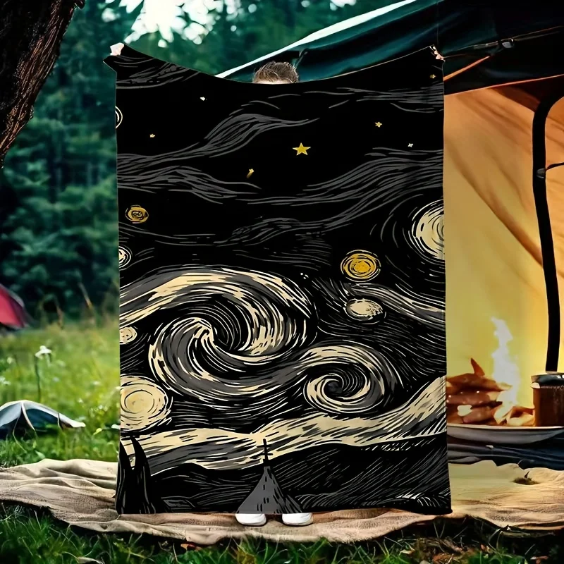 

1pc Starry Sky Pattern Camping Blanket - Soft And Comfortable Outdoor Blanket for Bed, Sofa, Office And Travel, Multipurpose Bla