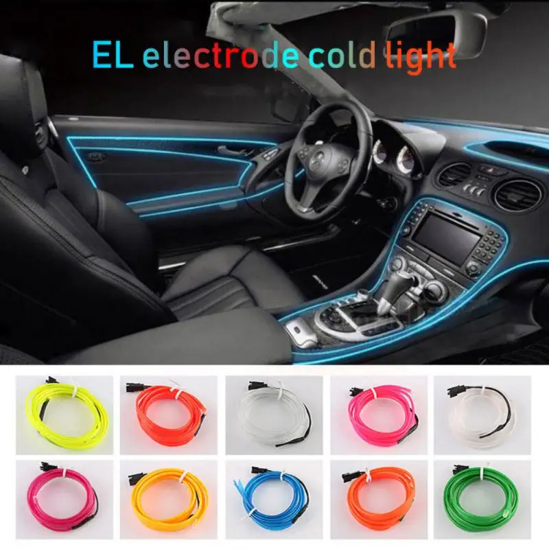 Può essere tagliato liberamente Glow El Wire Accessori per auto Decorazione El Linea di luce fredda Cavo al neon Interni auto 3v Flessibile di alta