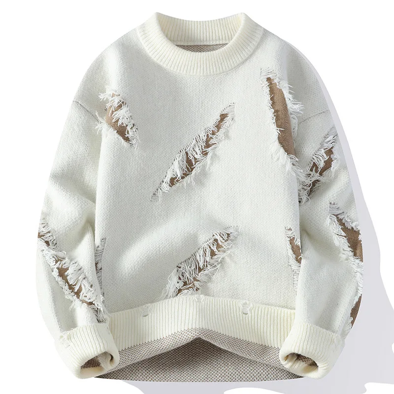 

2025 Men's Autumn and Winter Pullover Round Neck Personalized Long Sleeved Sweater Men's Casual Knitted Sweater Men's Clothing