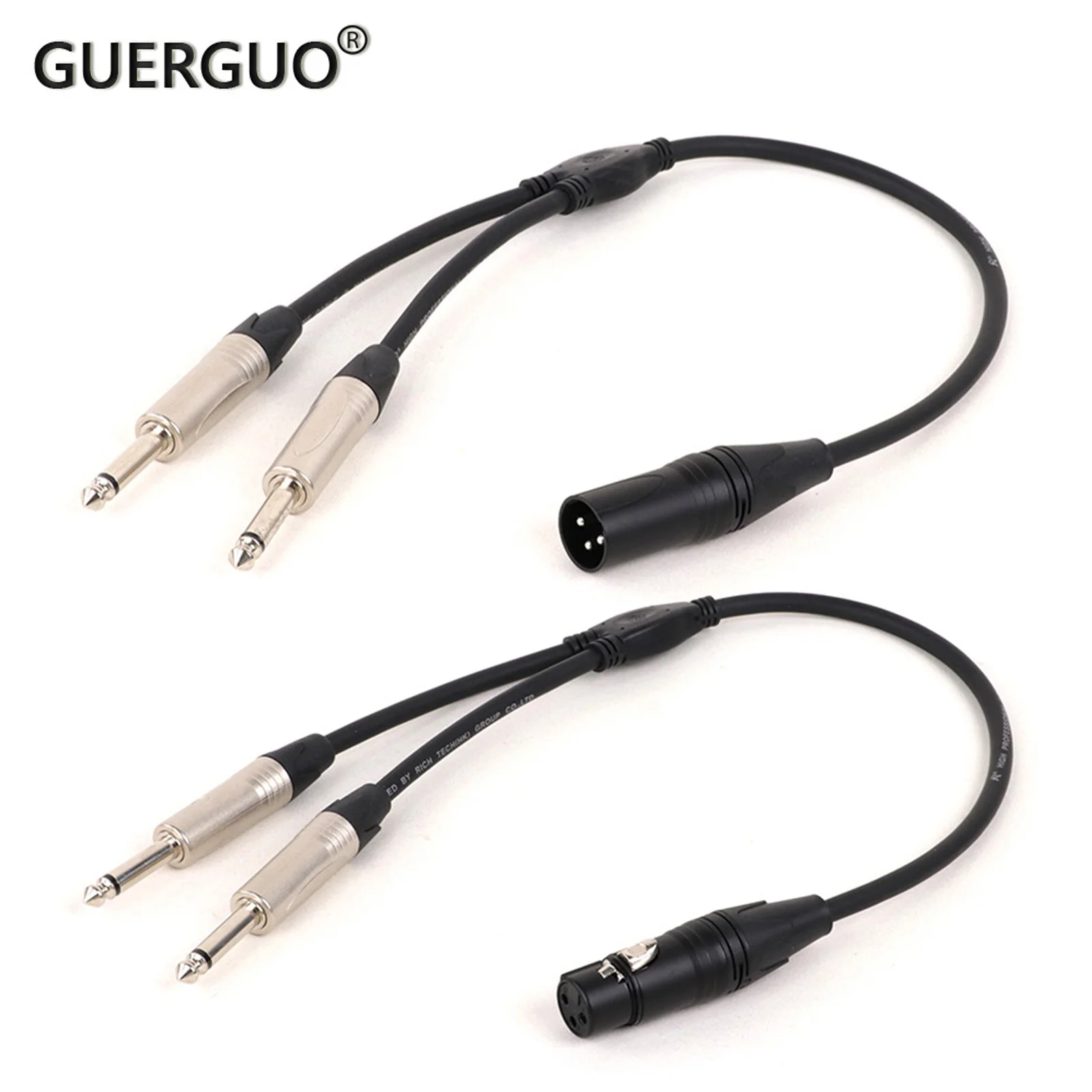 Multi-colored 3Pin XLR Male/Female to Dual 6.35 Mono Mic Patch Cable XLR to Double 6.5 Y Splitter to XLR Audio Adapter Cord