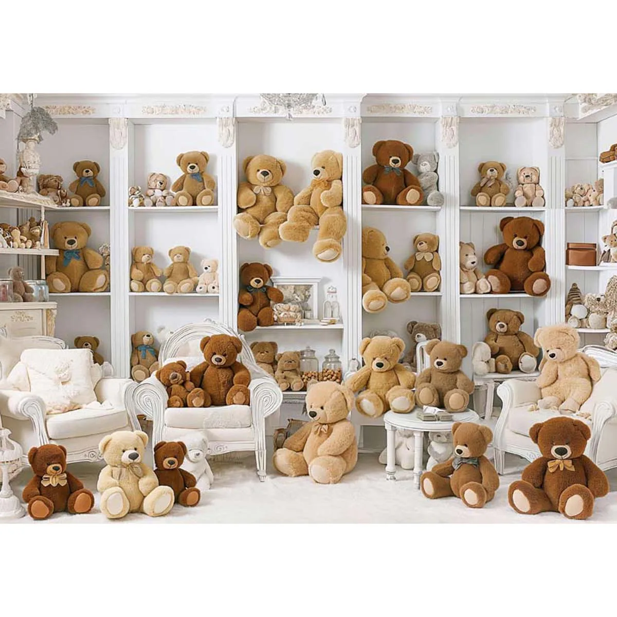 Allenjoy Bear Doll Room Backdrop