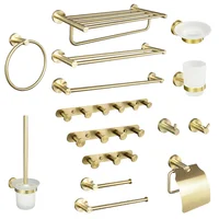 Estante de montaje en pared de Oro pulido, accesorios para baño, soporte de papel, toallero, barra de riel, gancho para bata, colgador, accesorios de baño