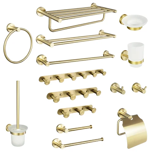 Estante de montaje en pared de Oro pulido, accesorios para baño, soporte de papel, toallero, barra de riel, gancho para bata, colgador, accesorios de baño