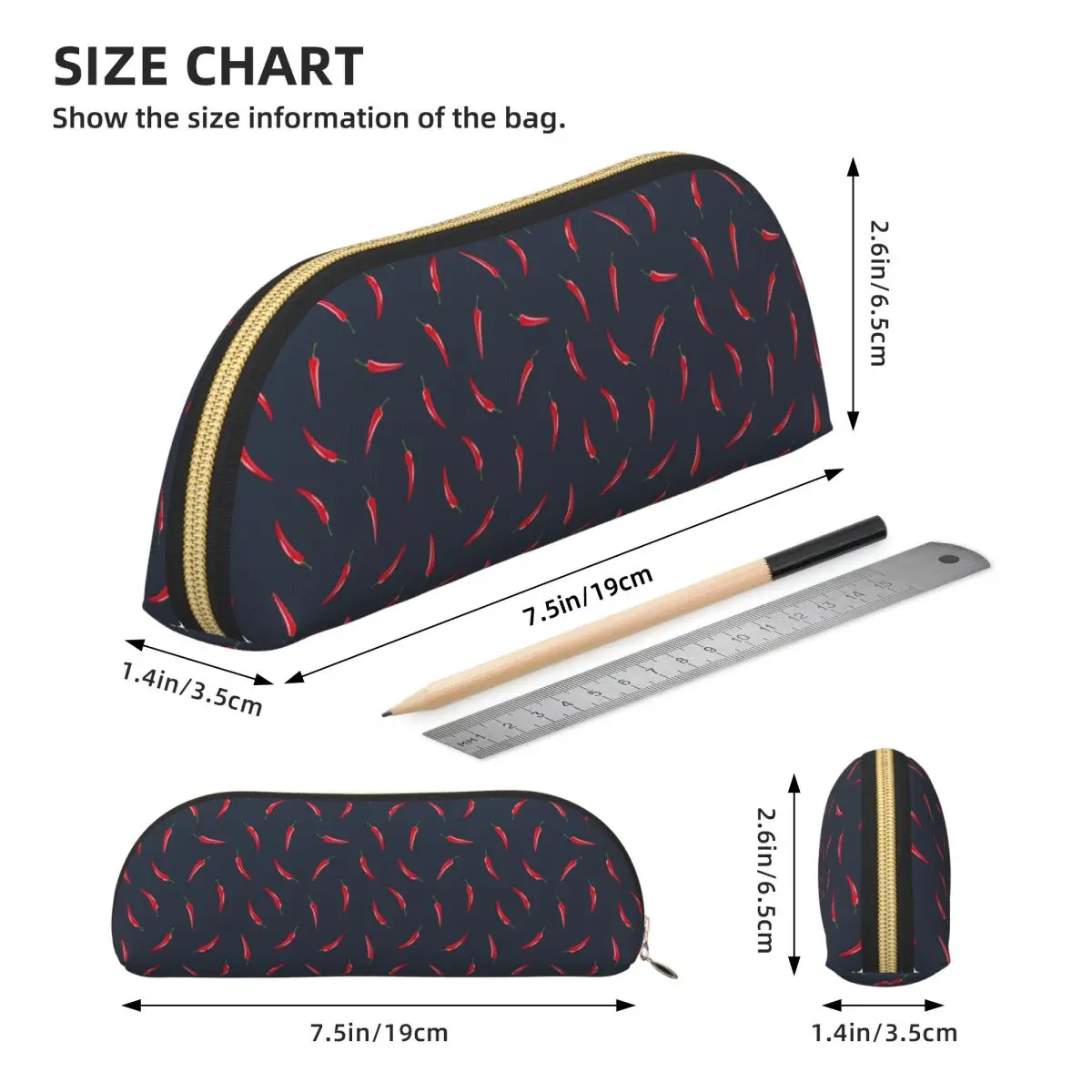 Chili Peppers - Estuches para lápices azul oscuro Estuche para lápices Suministros de papelería Estuche para bolígrafos de gran capacidad Estuche para lápices para niño y niña