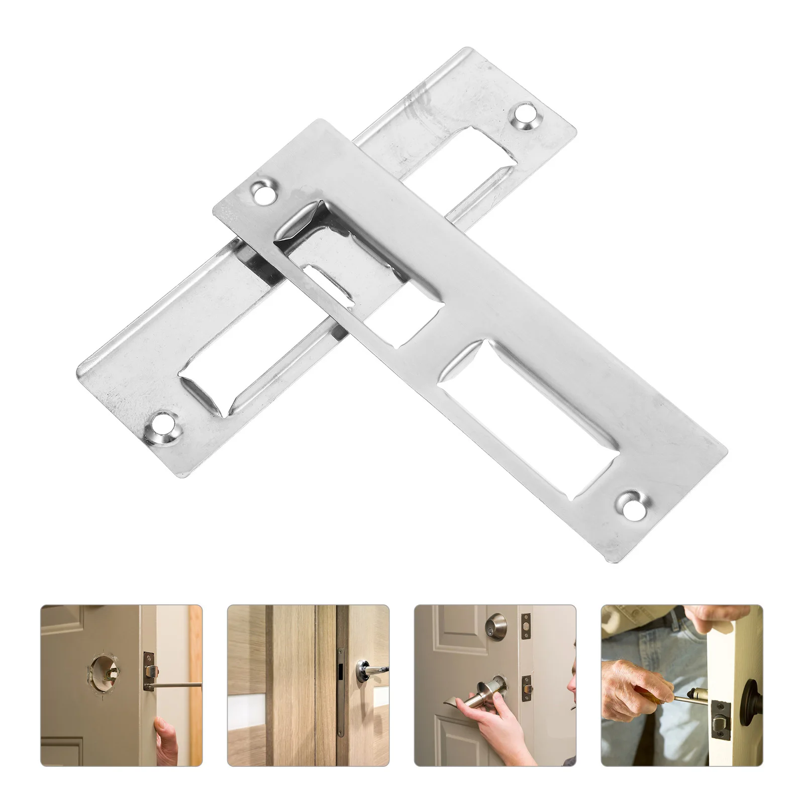 

2Sets Door Lock Strike Plates Metal Deadbolt Reinforcement Plate for Front Door Security Security Strike Plate