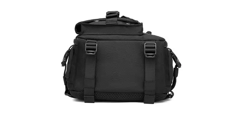 OZUKO Umhängetasche für Herren, Brusttasche, wasserdicht, taktische Taille, Umhängetasche, Reißverschluss, modisch, Outdoor-Sport, großes Fassungsvermögen, Schwarz – Detail 16