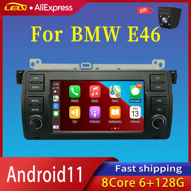 Factory Price Android12 Auto Bluetooth Speaker GPS Navigation Carplay Car Video Player For Bmw 3 Series E46 Car RadiosTereo