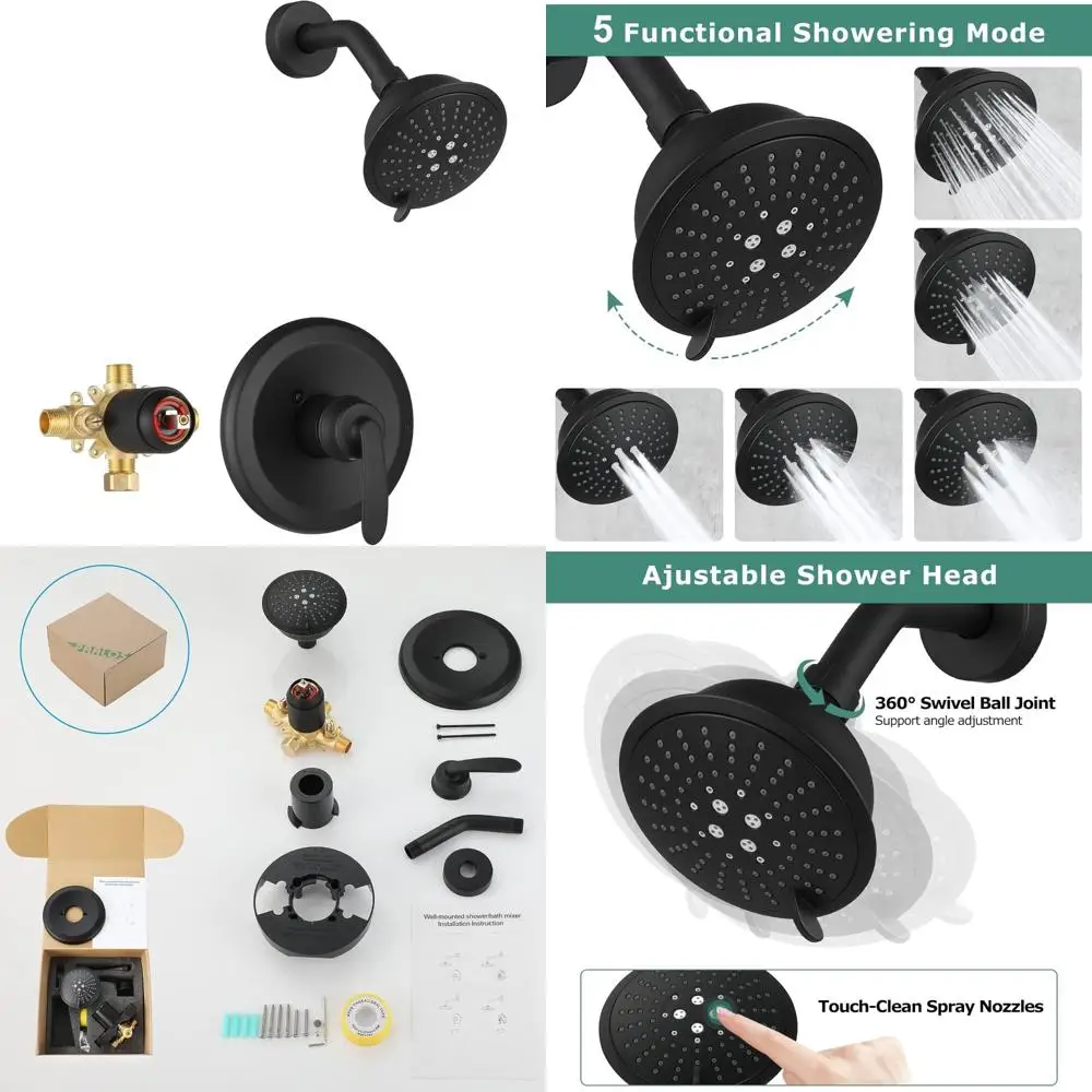 

Single-Handle Wall-Mounted Shower Trim Kit with Touch-Clean 5-Spray Showerhead and Valve Included