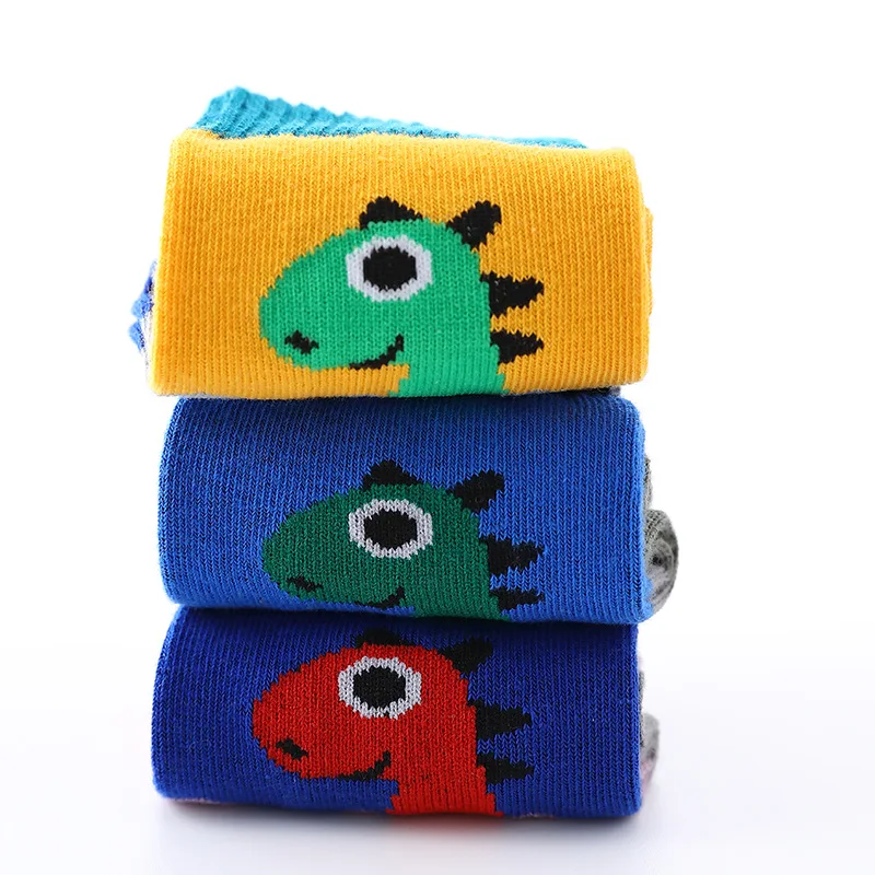 New 5 Pairs Children\'s Socks Spring Autumn Cotton Cartoon Dinosaur Boy Socks 3-15 Year Girl Socks