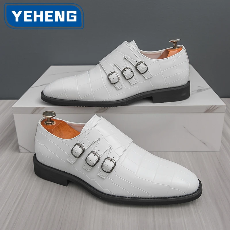 

Men's casual leather shoes Designer Quartz pattern Double-breasted Comfortable elegant retro style office Oxfords Wedding Shoes