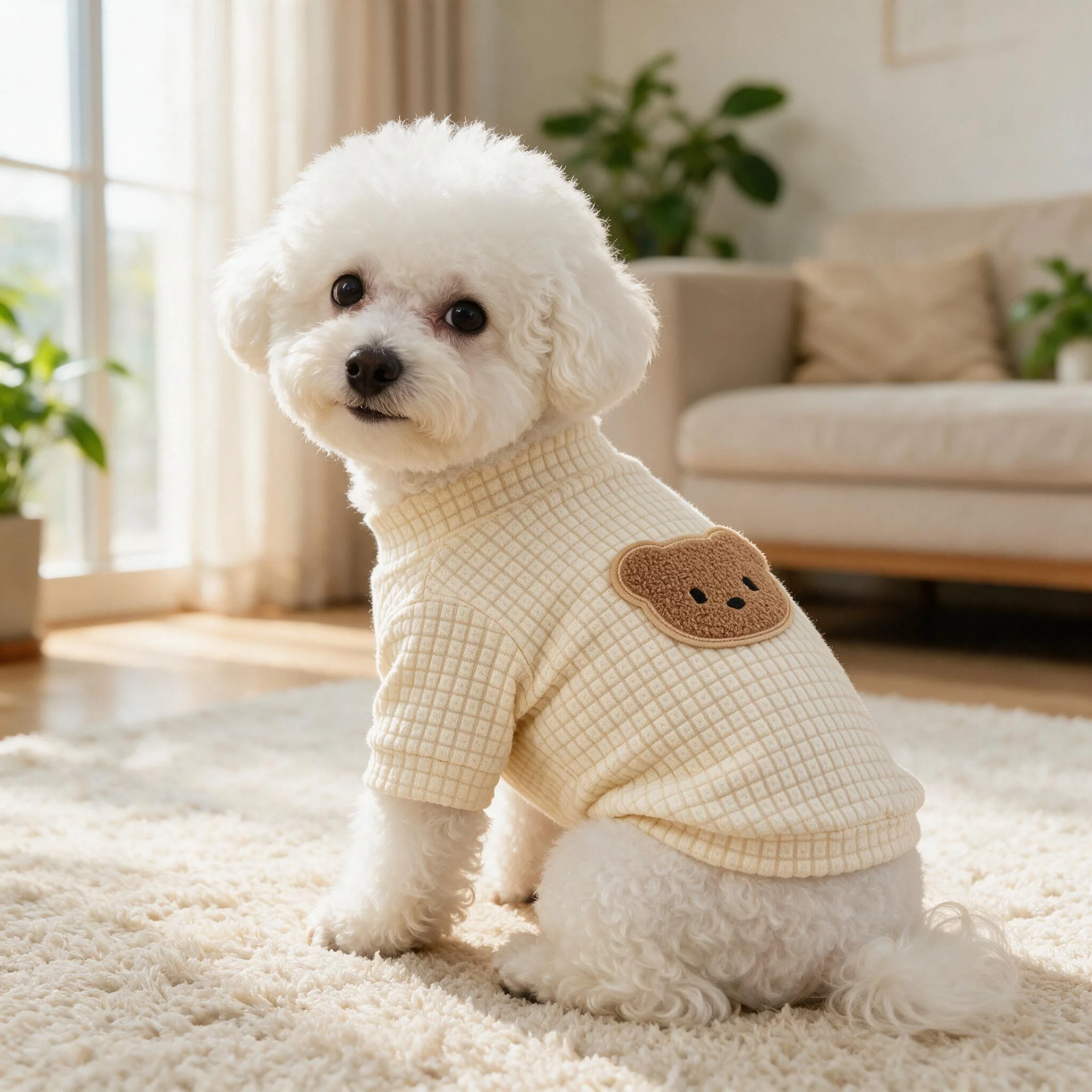Waffelstrick-Hunde-T-Shirt, Braunbär-Handtuch-Stickerei-Oberteil, Kurzärmelig, Geeignet für Kleine und Mittelgroße Hunde – Detail 4