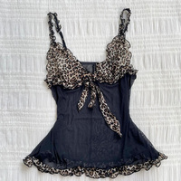 2000S Dark style Y2k Tank Top Aesthetics Leopard print Punk Sleeveless Top Streetwear Hip Hop Sleeveless Top Rock Goth Crop top