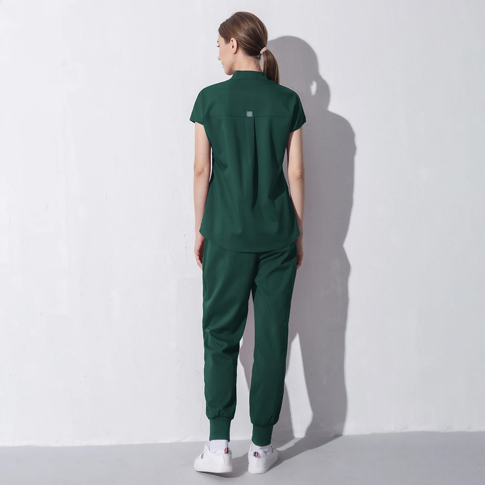 Uniforme de Hospital verde de alta gama, tela elástica, para sala de operaciones de clínica veterinaria, bata quirúrgica, uniforme médico, traje para correr