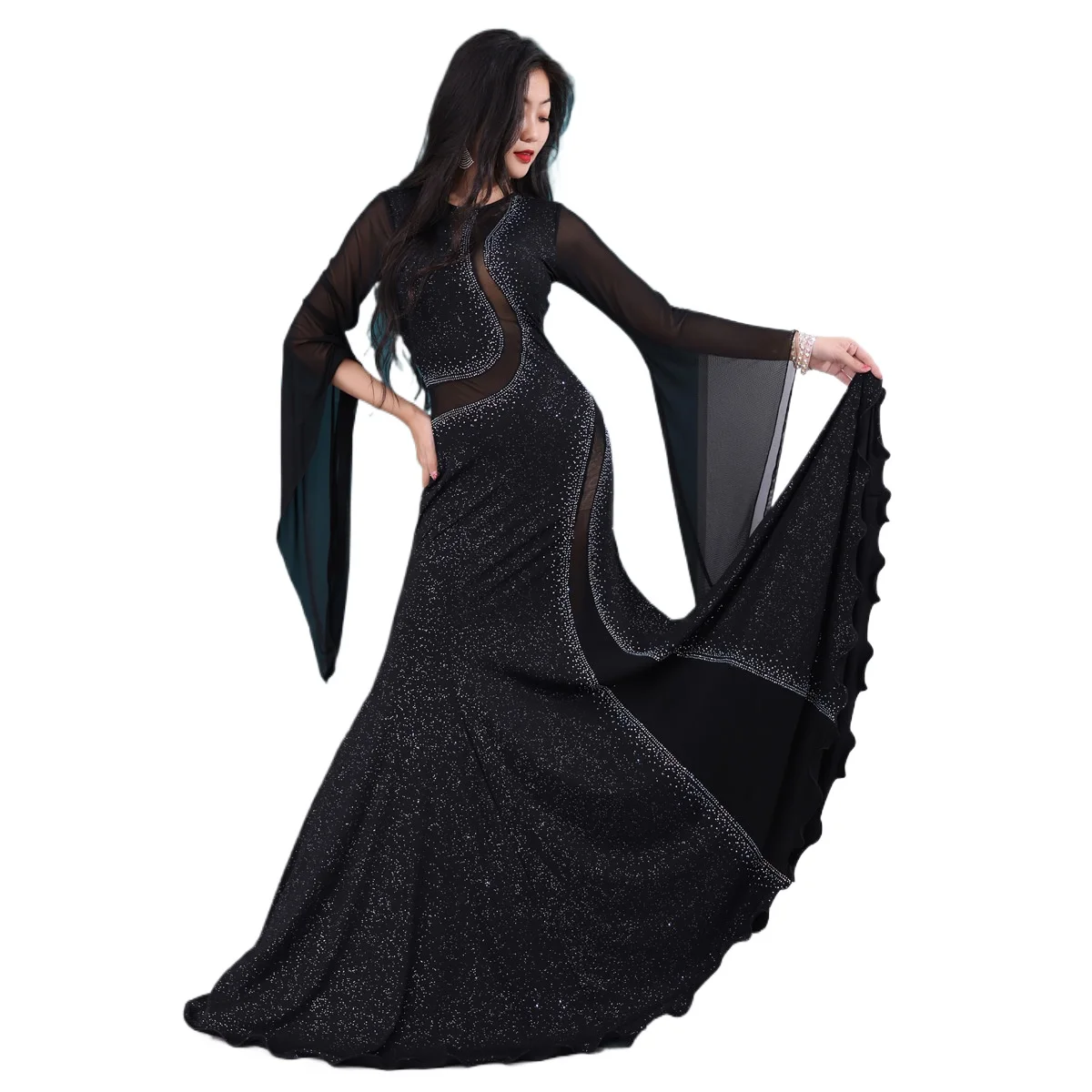 

New Belly Dance Oriental Performance Dress Iraq Iiraq Hair Flick Robe Dress Professional Belly Dance Women's Dress Khaleegy Robe