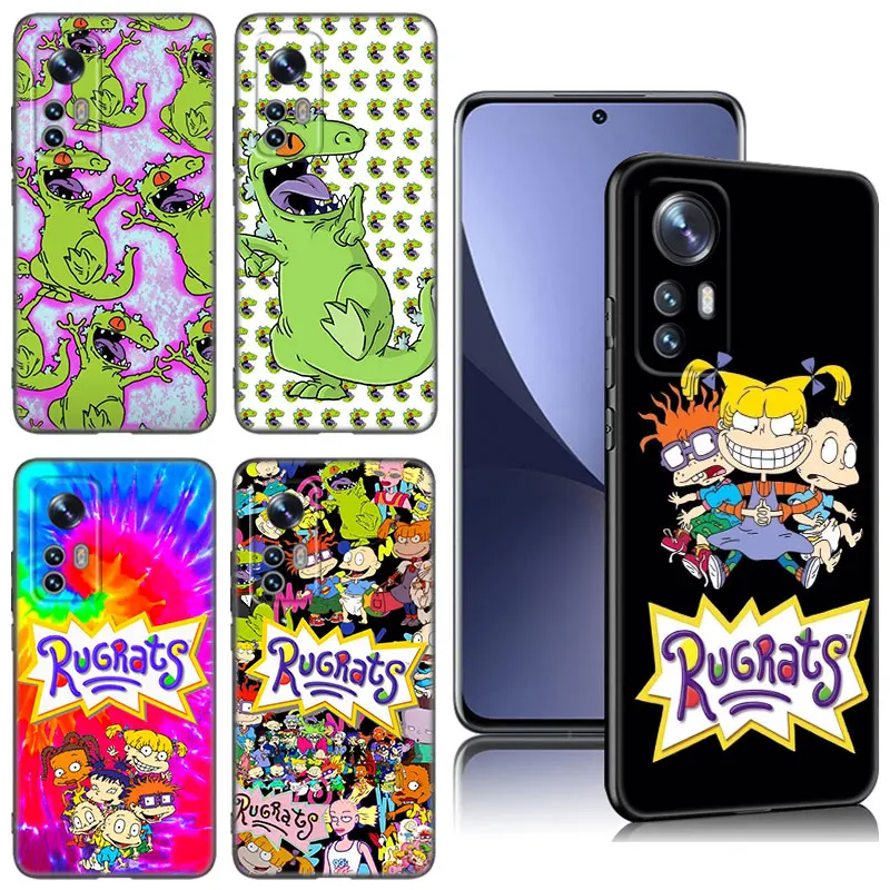 Cartoon R-Rugrats Black Silicone Phone Case For Xiaomi Mi 9 SE 8 10 10T 11 12 13 Lite 9T 11T 12S 12T 13T 14 Pro 5G NE 11i 12X