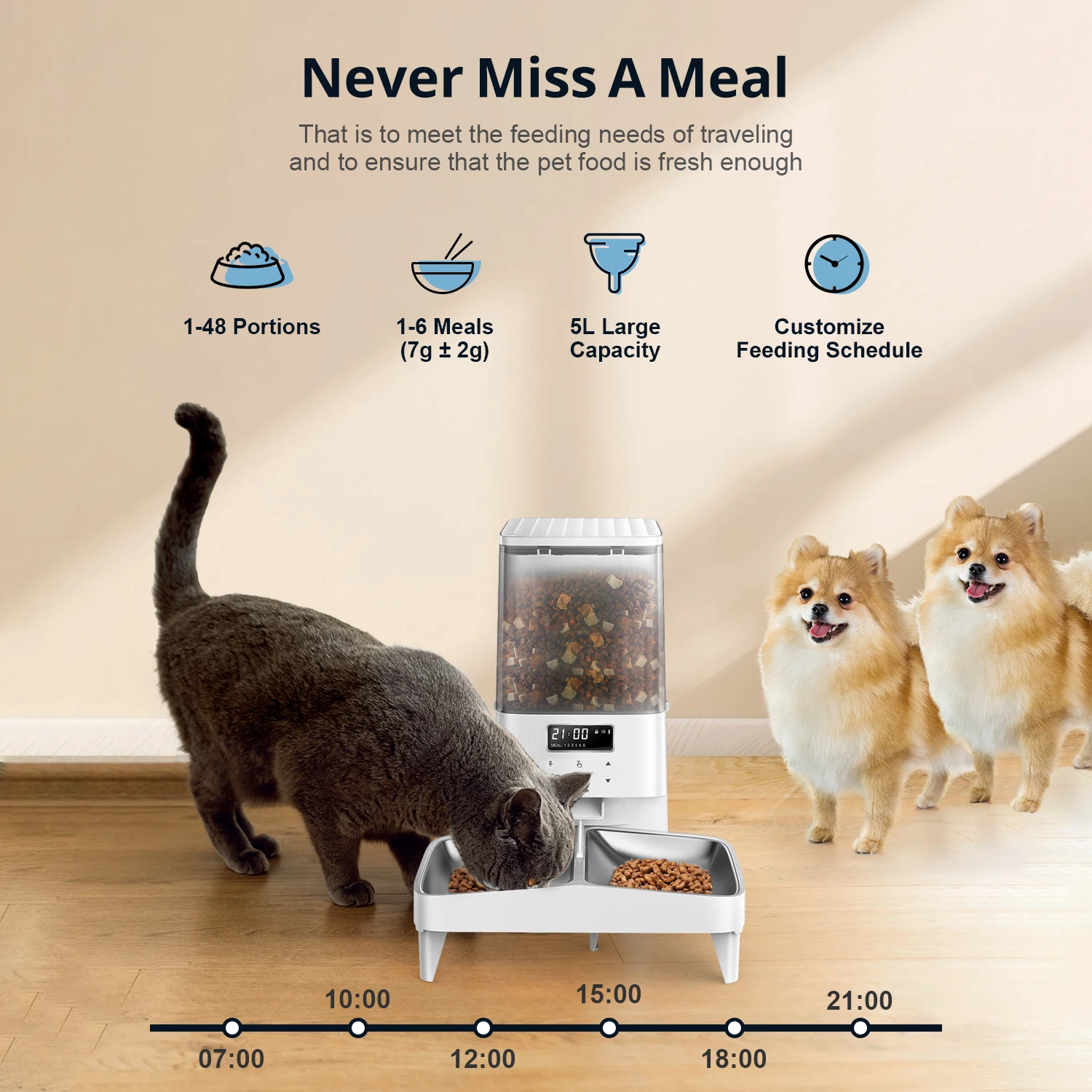 Automatic Cat Feeder Dog With Two Bowl Dual Feeding Function Button Auto Pet Feeder For Cat Dog Accessories