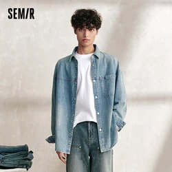 Semir Long Sleeve Shirt Men 2024 Autumn New Denim Jacket Loose Top Long Sleeve Shirt