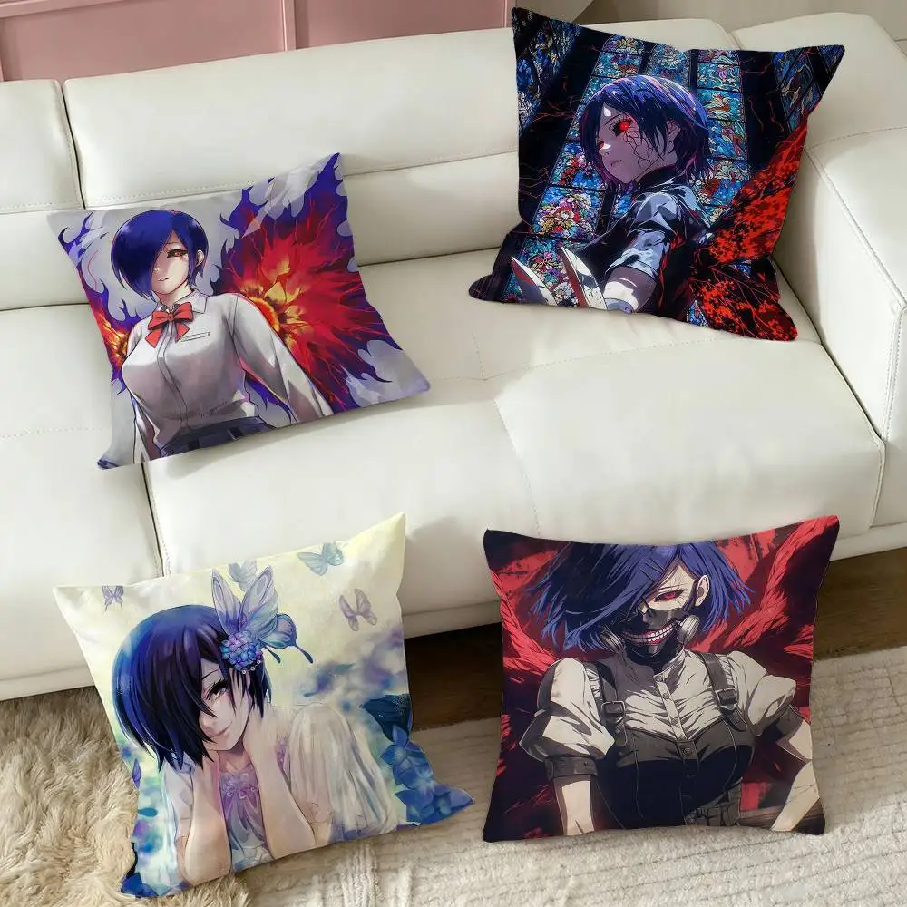 T-Tokyo Ghoul Kirishima Touka  Square Double-Sided printed Pillow Case Bedroom Bedside Pillow Sofa Cushion Cover