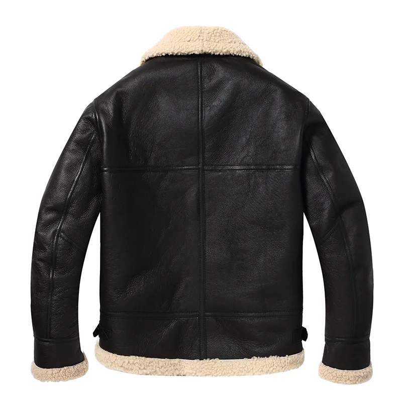 Wool 2023 Natural Thickened Shearing Coat B3 Air Force Pilot Men's Leather Jacket Black Winter Coat European Size