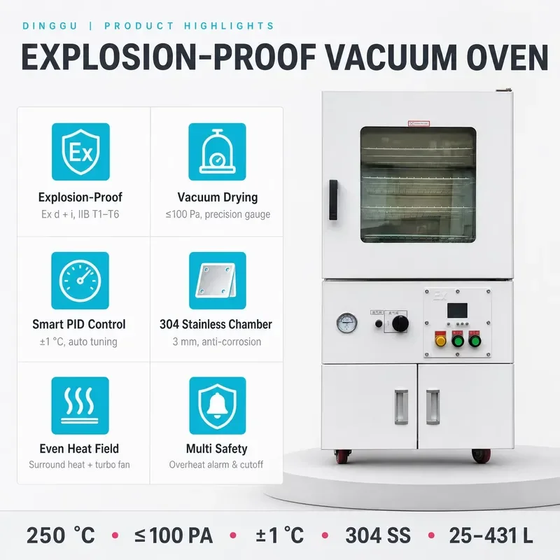 Vertical Explosion Proof Vacuum Drying Oven 450x530x1060 Large Scale Dedicated for Hazardous Areas Custom Design Available
