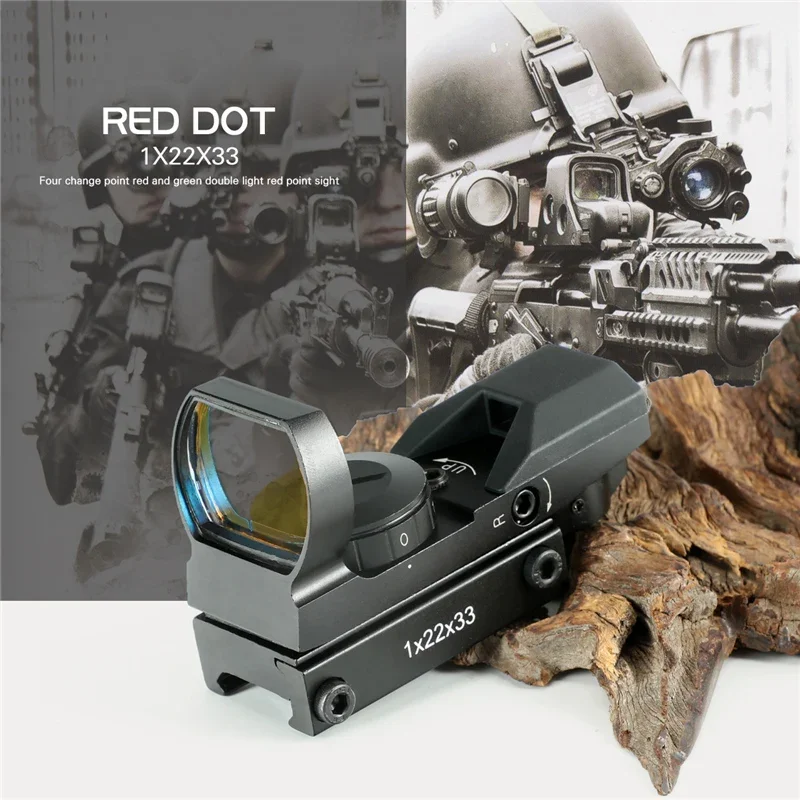 March 15-22mm Rail Red Dot 4 Reticle Riflescope Hunting Optics Holographic Sight Reflex Tactical Scope Collimator Sight