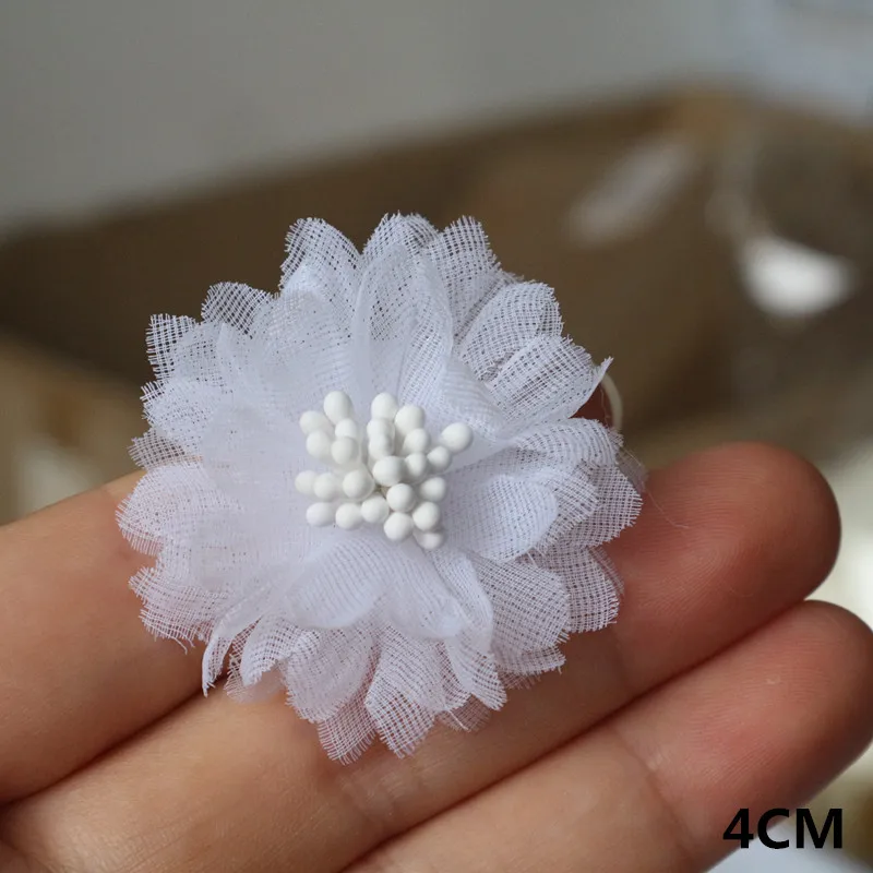 10 Teile/los Weiß Serie Kamelie Rose Chiffon Stoff Künstliche Blume Kopf Für Hochzeit Kleid Kleidung Dekoration Kopfschmuck – Detail 11
