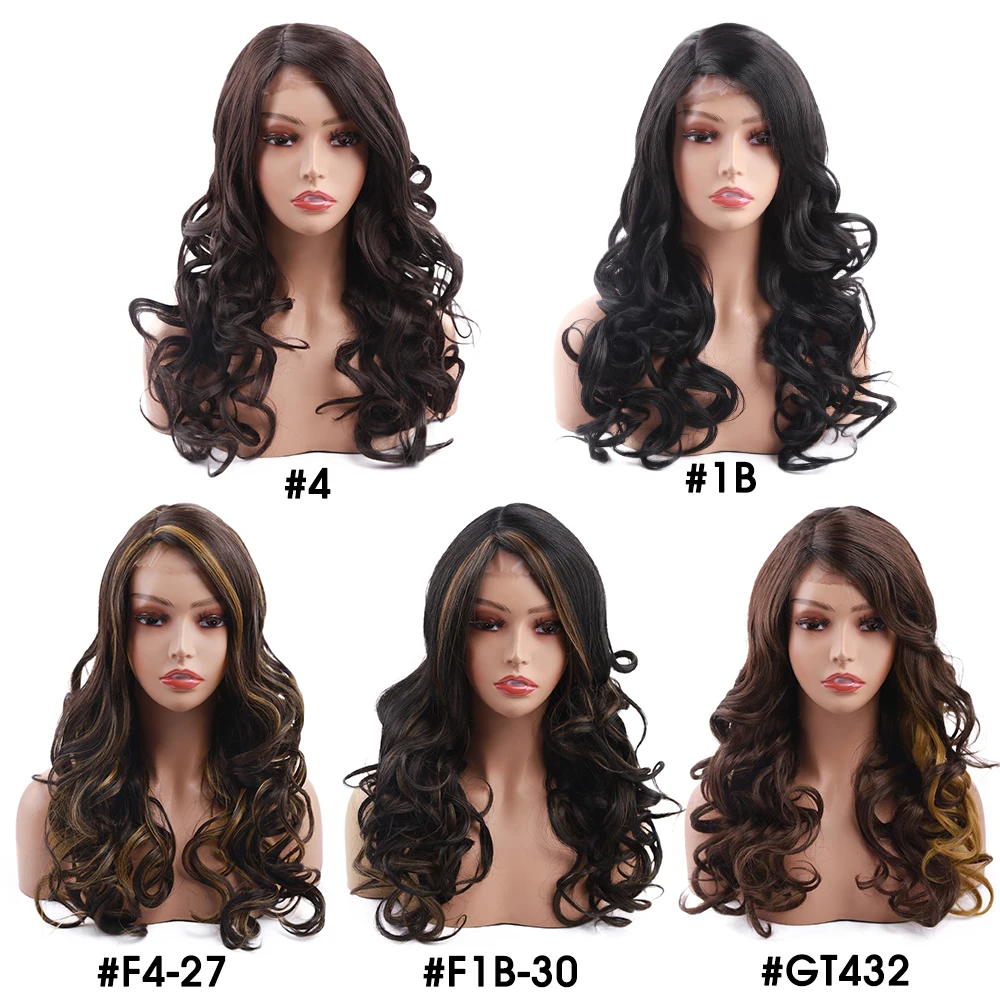 Amir Lace Front Synthetic Long Wigs For Women Free Part Long Curly Cosplay Soft Natural Daily Hair Wig 20 Inch