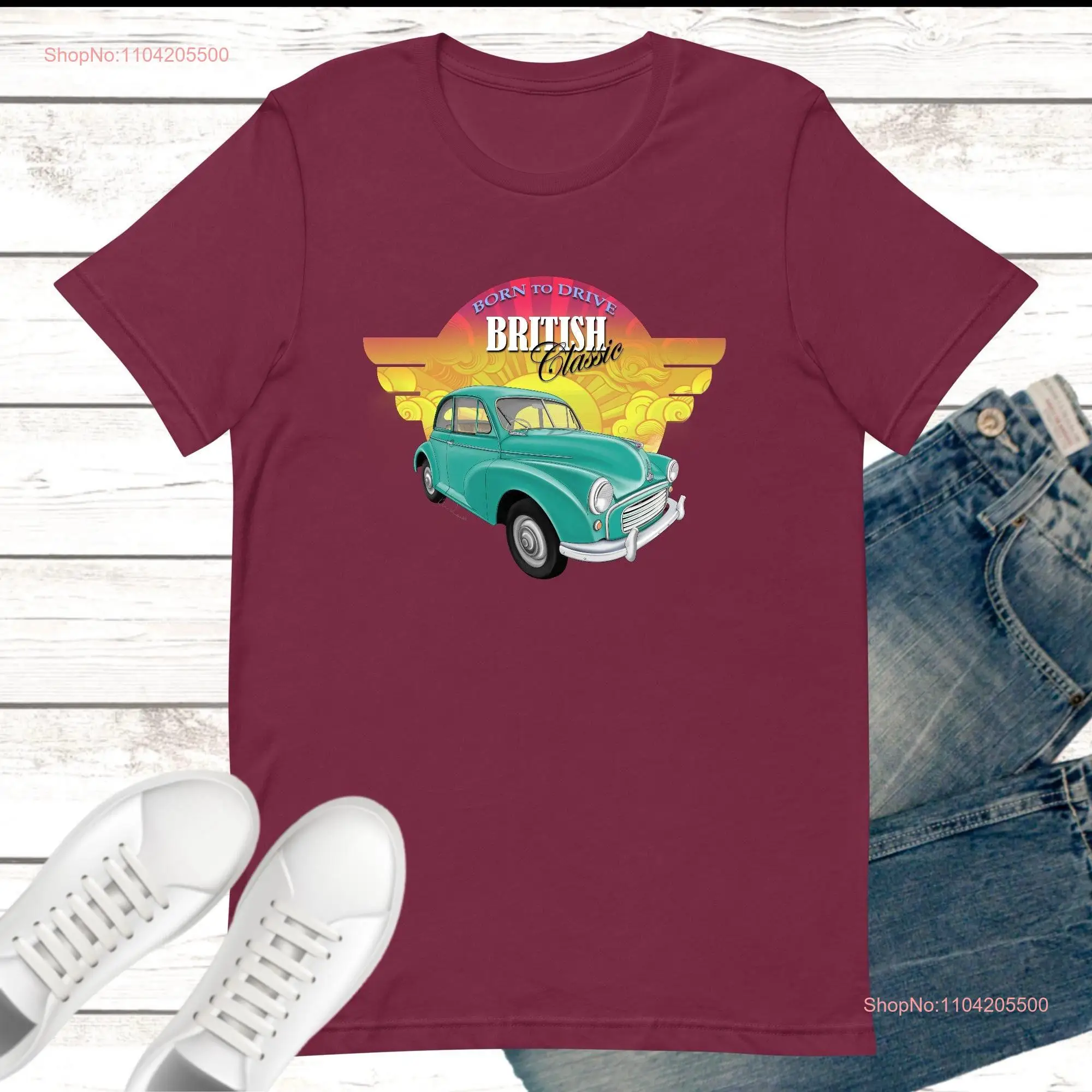 Morris Minor Born to Drive T shirts  long or short sleeves