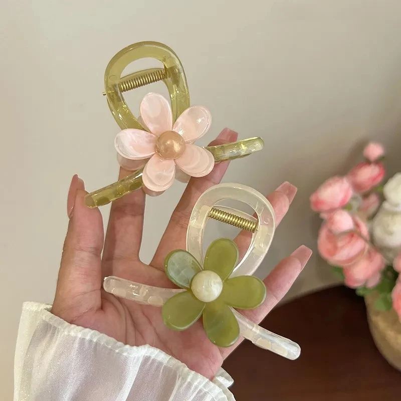 Neue Farbverlauf Blume Haar Kralle Clips süße Mädchen Klemme Haars pangen exquisite Eleganz Hai Krabben Clips für Frauen Haarschmuck