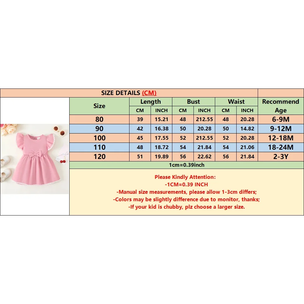 1-3 Years Infant Baby Girl Party Dress Summer Flutter Sleeve with Bow Wedding Dinner Dress for Toddler Girl Formal Banquet Dress