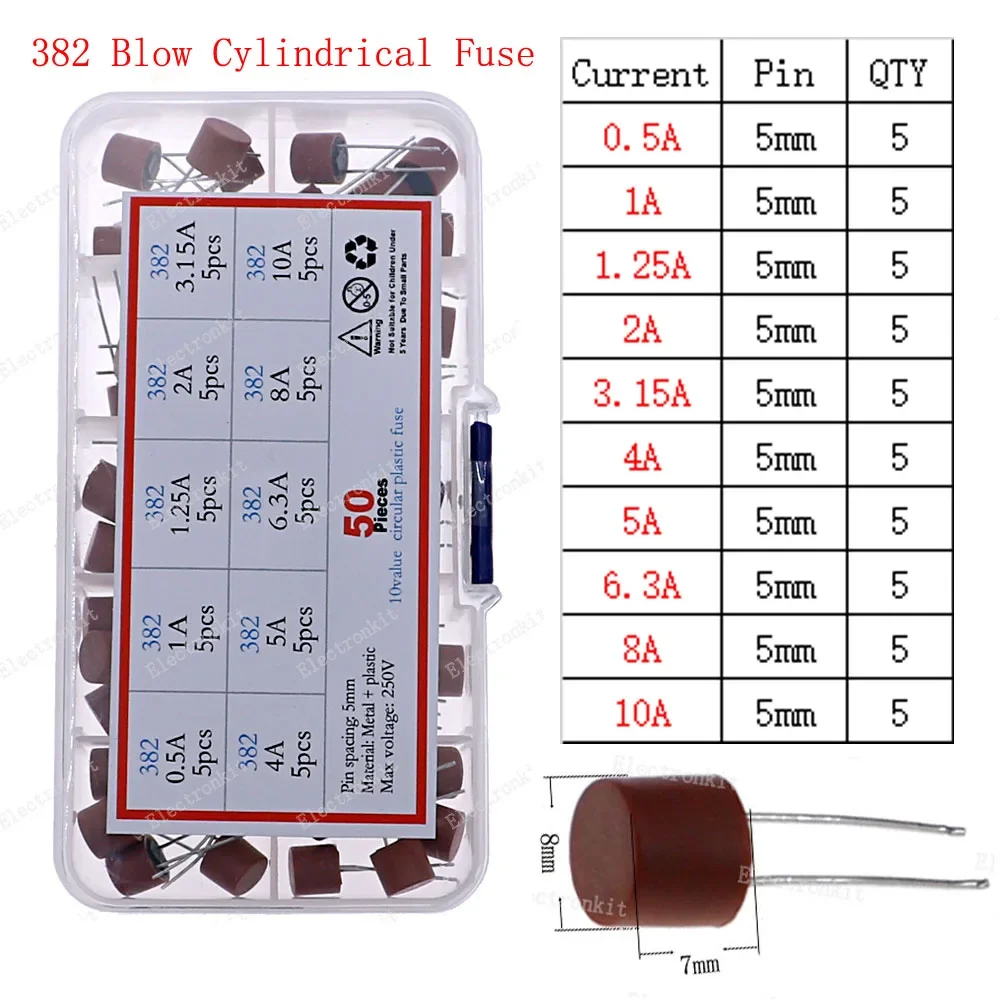 Imagem -06 - Fusível de Vidro Rápido Lento com Jogo da Mistura do Fio da Ligação 12v250v 0.1a 0.25a 0.5a 1a 2a 2.5a 3a 3.15a 4a 5a 6a 6.3a 8a 10a 15a 16a 20a 30a