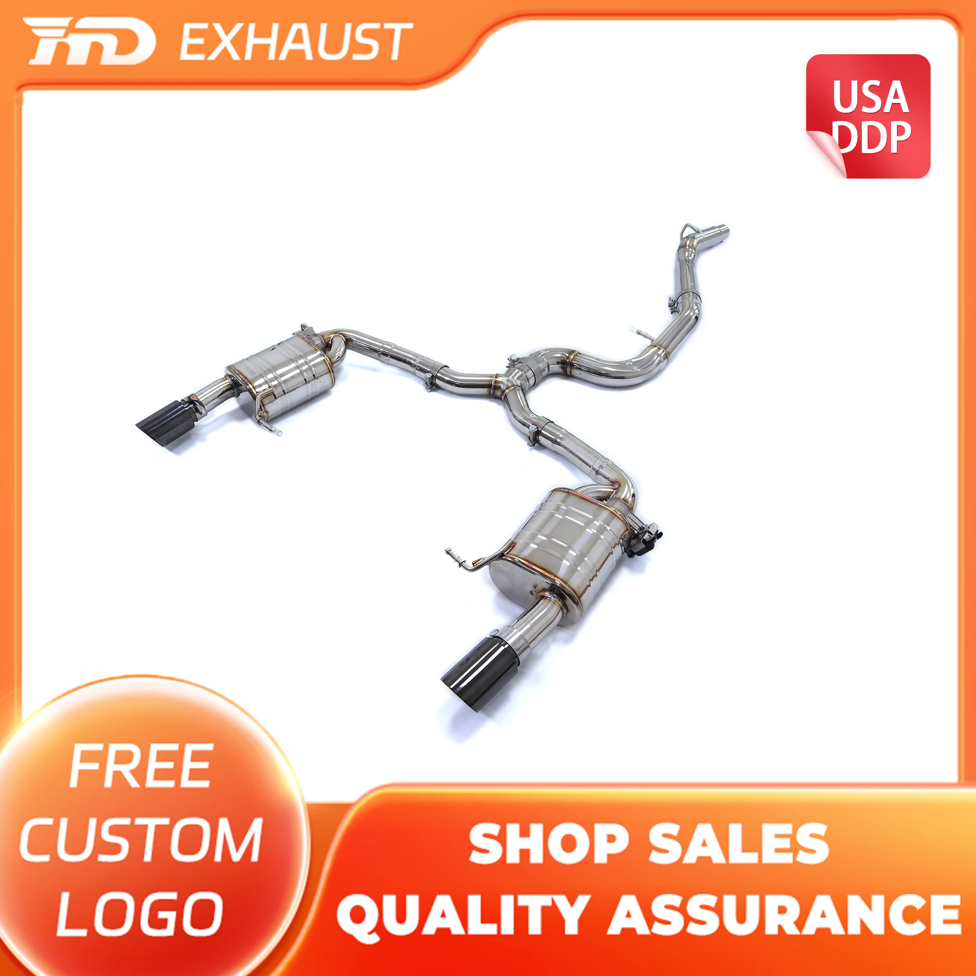 

HMD Hot Sale Stainless Steel Exhaust System Performance Catback Exhaust for VW R36 3.6L V6 Auto Modified Valve Muffler