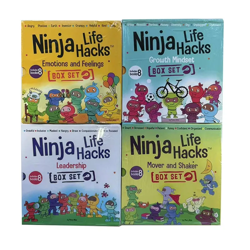 8 Books/box Ninja Life Hacks English Ninja Life Hack Mood and Emotions Seasons 1-4 English Books