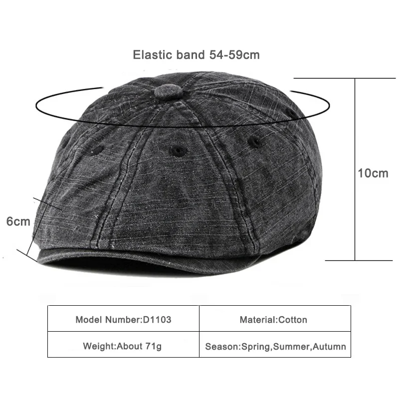 Retro Summer Berets Hat Men Newsboy Cap Women Painter Visors Herringbone Hat Washed Cotton Duckbill Flat Cap Gorras Para Hombres