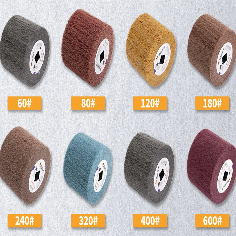 120x100x19mm Non-woven Nylon Abrasive Flap Wheel Brush For Stainless Steel Metal Deburring Drum Wheel Polish Tool 60-600 Grit