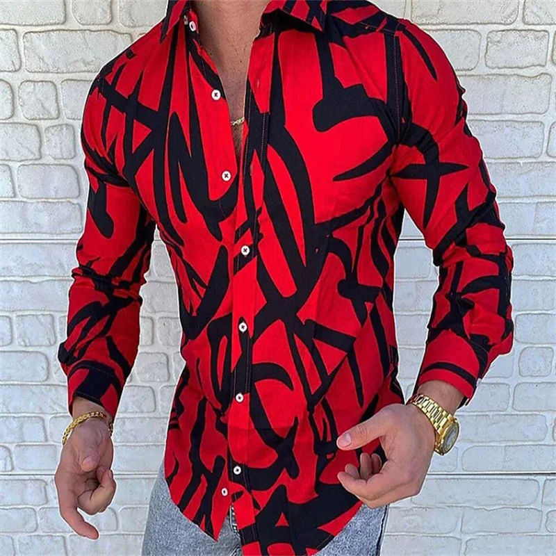 Striped men\'s business casual printed shirt outdoor work daily spring and summer long-sleeved stretch fabric shirt