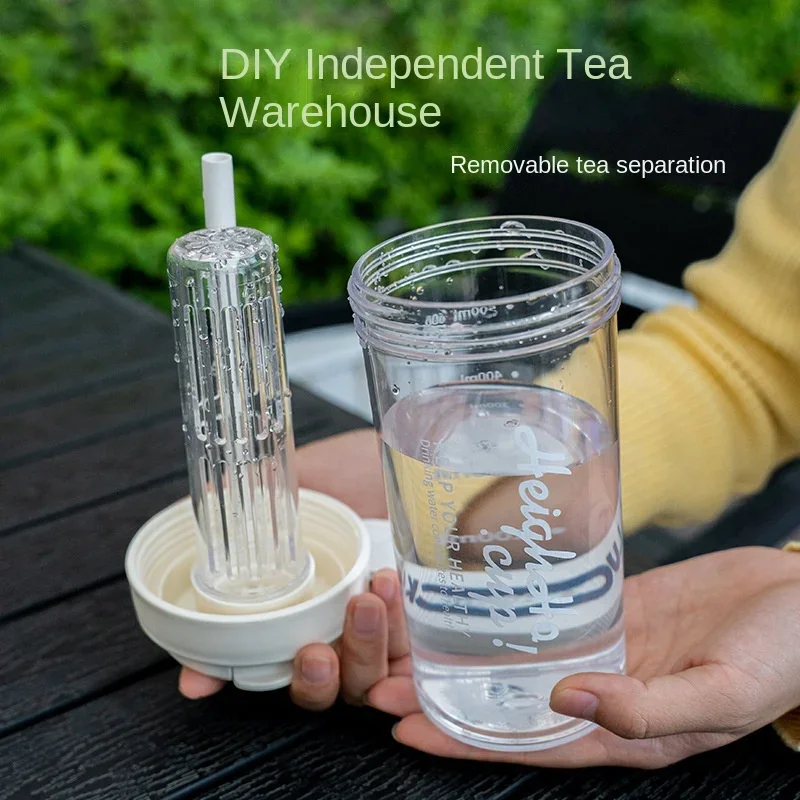 

Simple Good-looking Large Capacity Tea Making Plastic Cup Handle Cup with Straw Heat Resistant Water Straw Cup