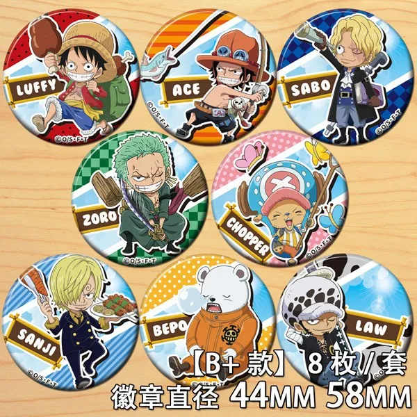 ONEPIECE-Juego de insignias para Cosplay de Anime, Luffy Zoro Ace Chopper Sanji Nami Robin, accesorios de mercancía de Manga de una pieza