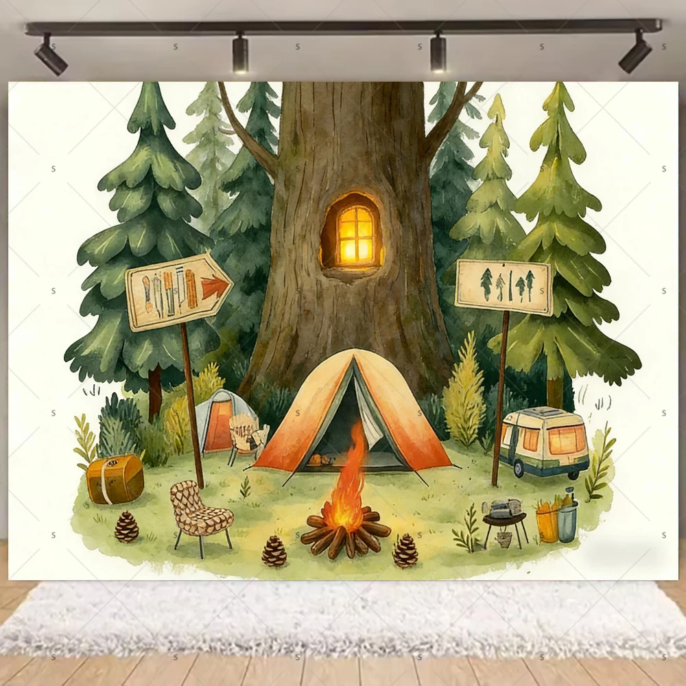 Castle Turret Ivy Cloud Wildflower Firefly Photography Background Enchanted Tree Rainbow Arch Brook Studio Backdrops AP-01