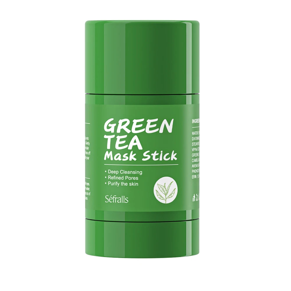 Séfralls Green Tea Mud Mask Stick 40g/pcs Oil Control Facial Mask Blackhead Remover with Green Tea Extract