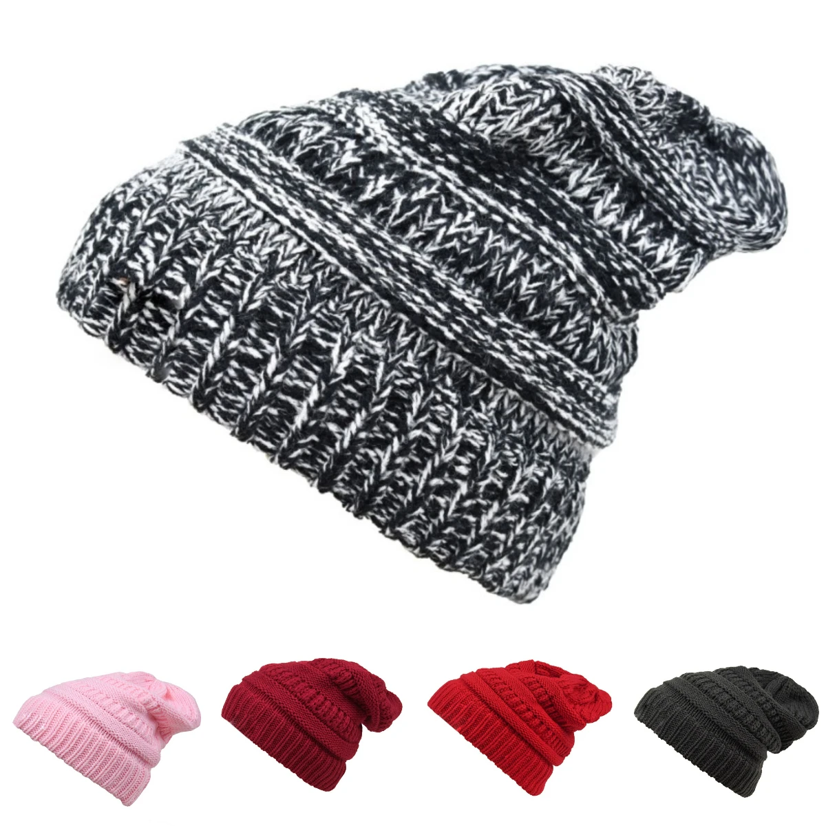 Autumn Winter Soft Comfortable Ponytail Hat Solid Multi-color Versatile Knitted Hat Women Morning Exercise Warmth Pullover Hat