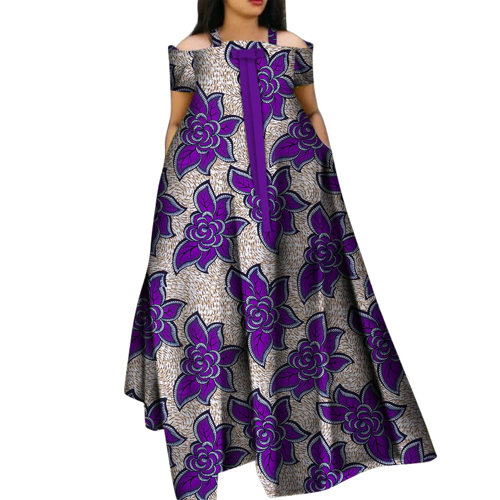 

Элегантное женское платье трапециевидной формы с африканским восковым принтом и бантом с принтом Bazin Vestidos Dashiki, праздничная одежда WY5271