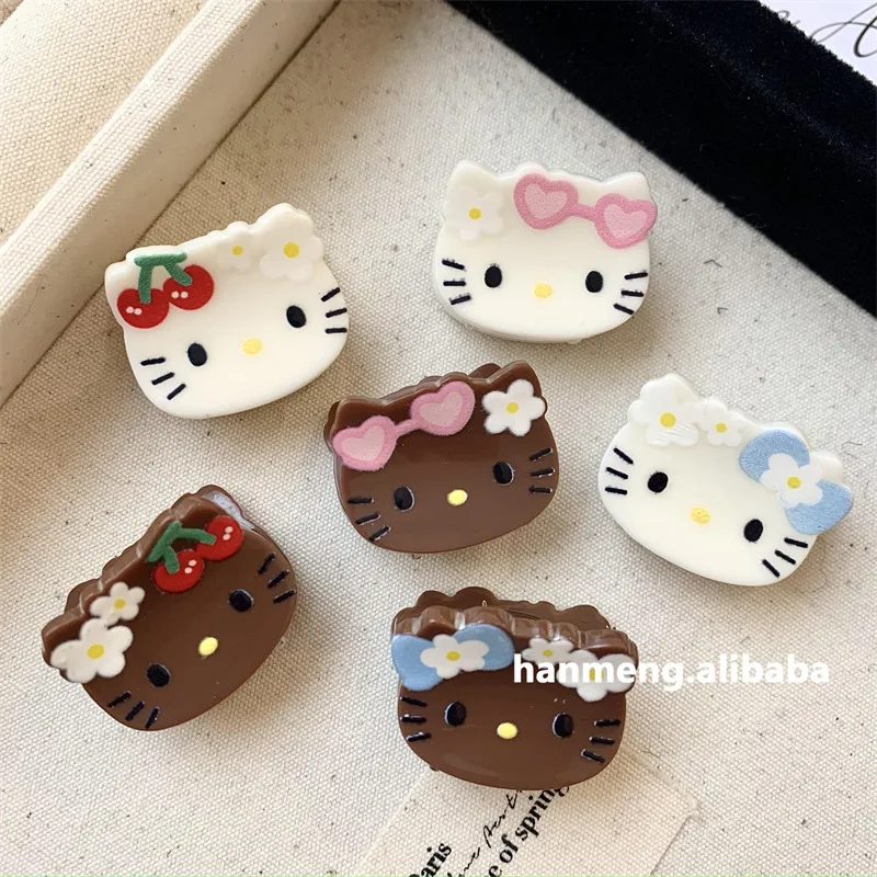 

Mini Double-sided Retro KT Cat Acrylic Kitty Small Scratch Clip Hair Clip Bangs Clip Cute Cartoon Hair Clip Trendy Accessories