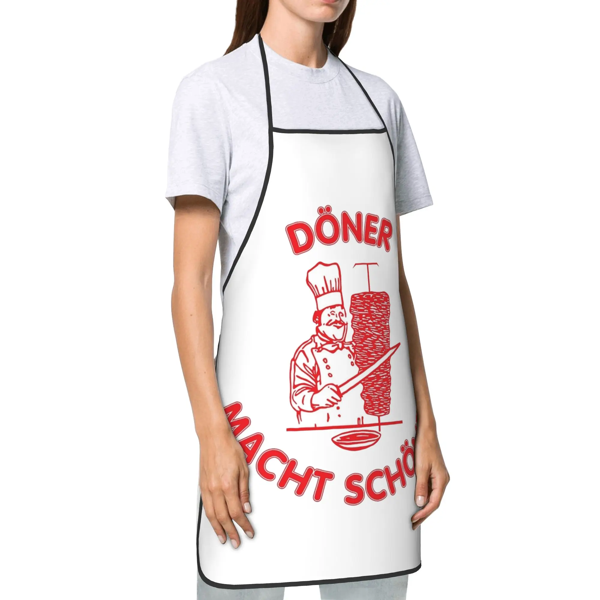 Doner Kebab Bib Apron for Women Men Polyester fast food tasty german Household Adult Waterproof Thin Accessories Picnic