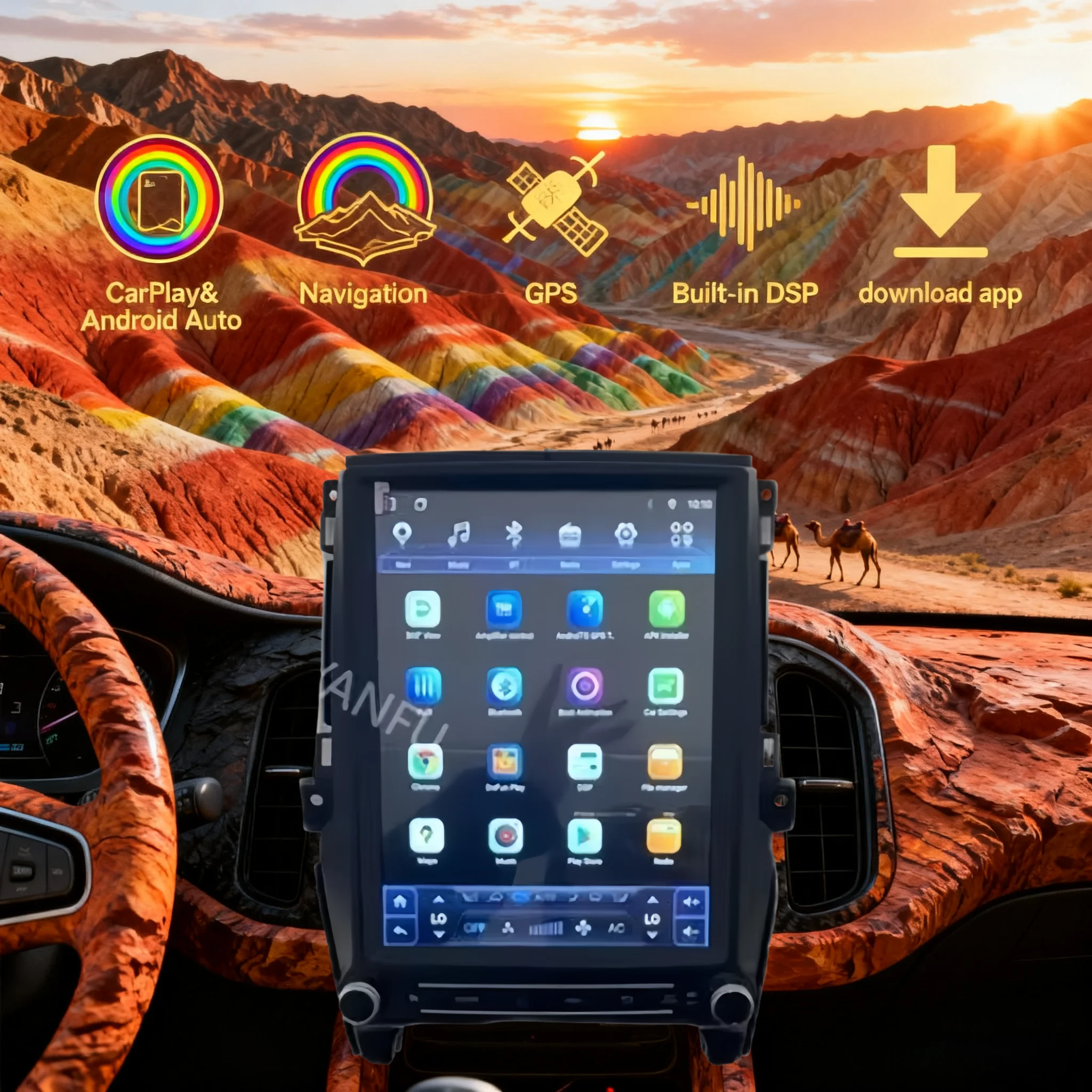 

12,1-дюймовый автомобильный радиоприемник с сенсорным экраном Android 14 для Ford Ranger Everest 2016-2021 Carplay, авто GPS, мультимедийный стереоплеер, головное устройство HD