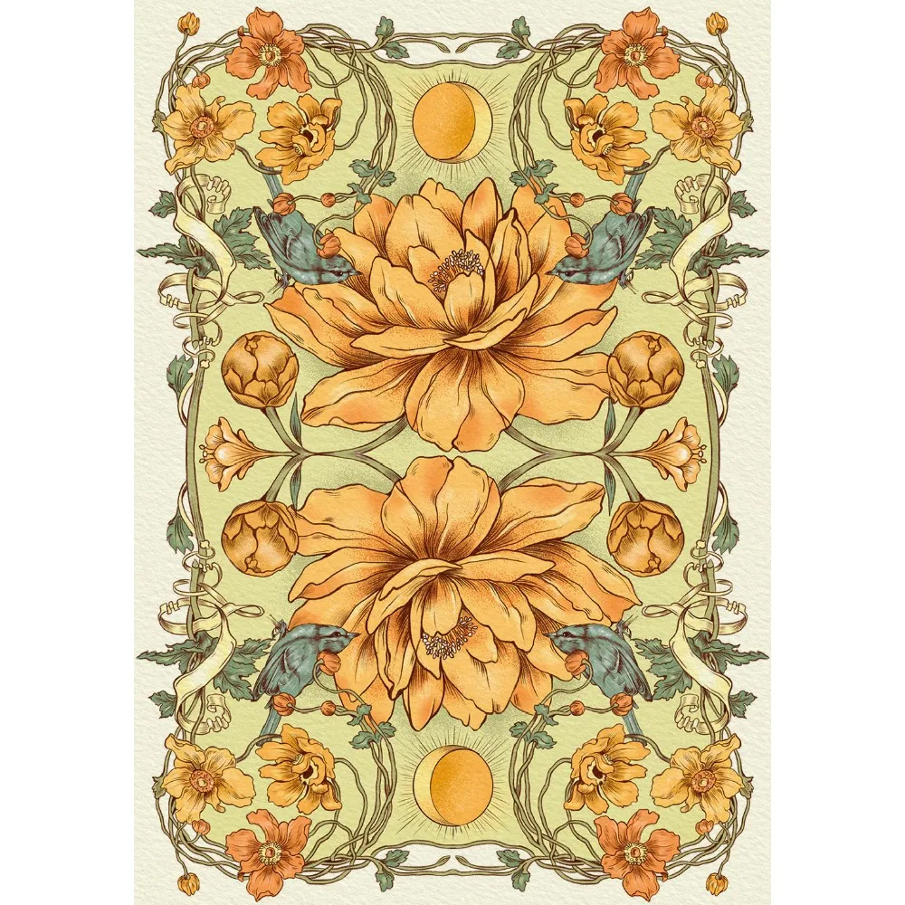 10.5*7,5 cm romantische Lenorma und Orakel Blumenmotive im Jugendstil 37 Stück Karten (mit 1 Spezial karte)