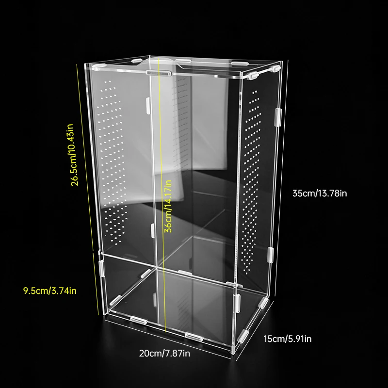Transparent Acrylic Splicing Reptile Breeding Box, Praying Mantis Spider Beetle Gecko Breeding Box, Breathable Perforated Pet Breeding Tank, Detachable Reptile Box, Splicing Pet Breeding Tank with Ventilation Holes, Ornamental Reptile Box