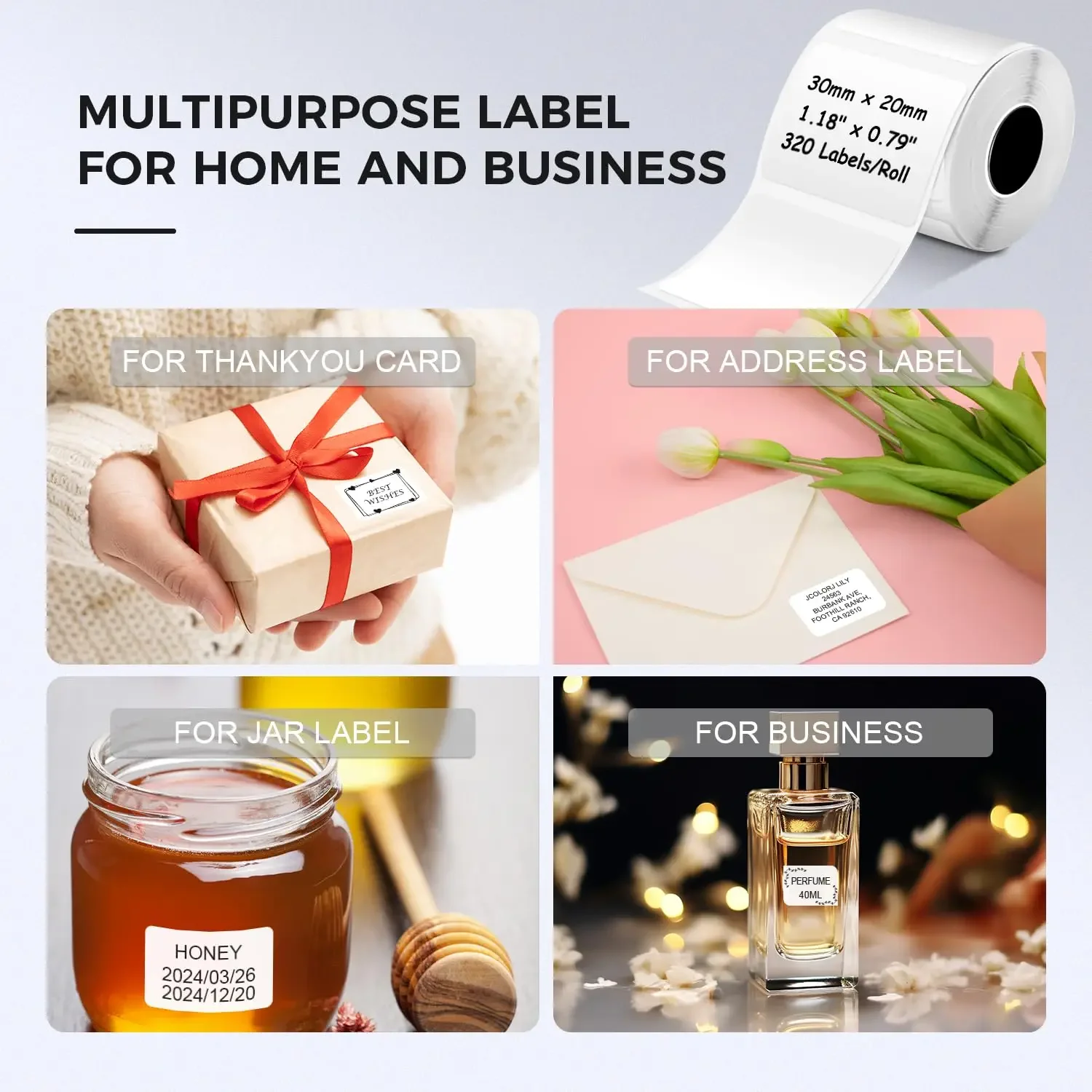 1.18"x0.79"Thermal Label Sticker White Three-Proof Paper Compatible With M110/M120/M220 For Food Cloth Price logo Barcode labels